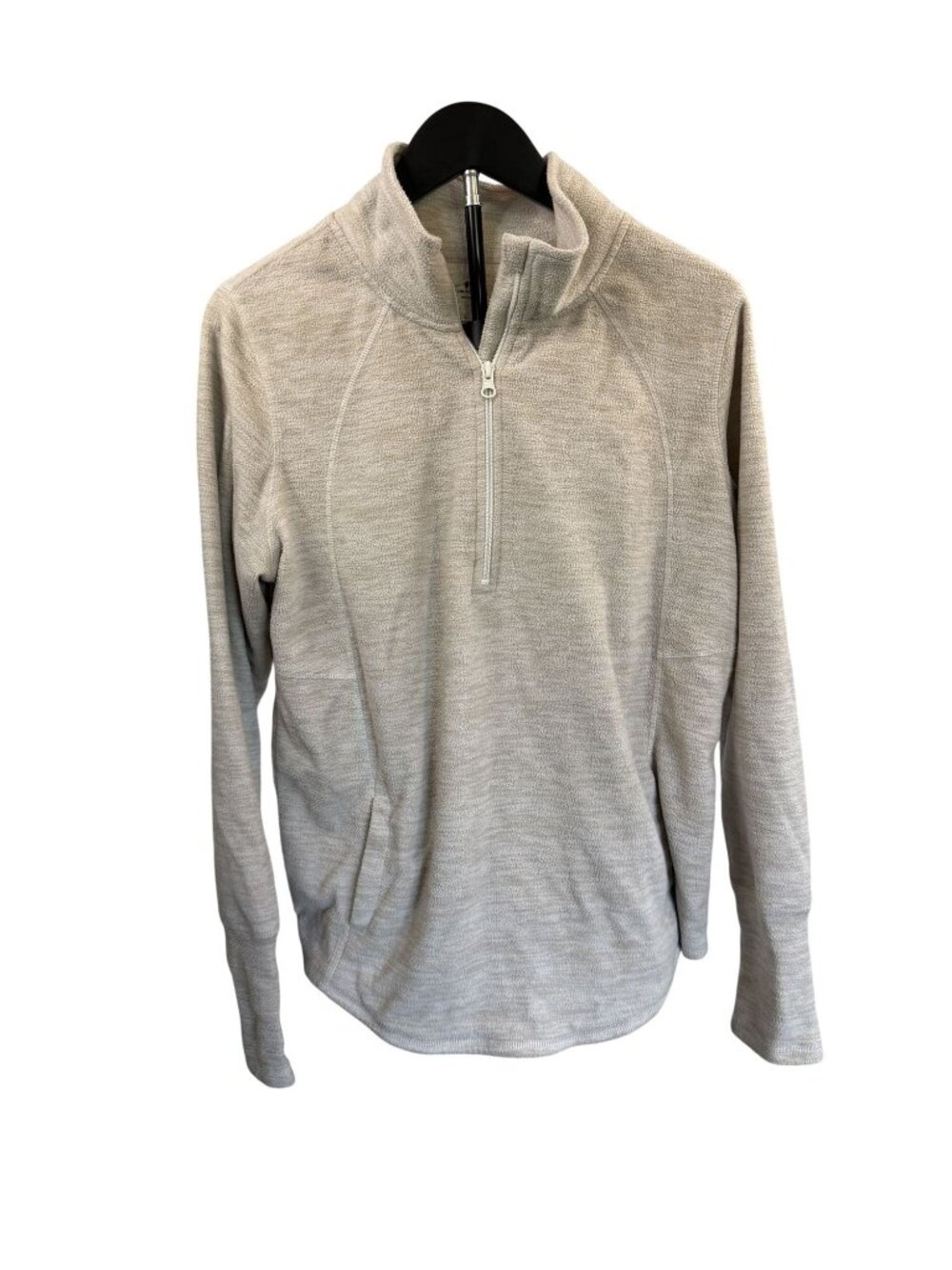 St. Johns Bay Active Beige 1/4 Zip Pullover Sweater L 100% Polyester Womens